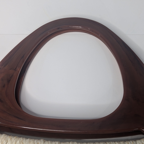 Handcrafted Creme Colored Crochet/ Macrame Bag  with Lucite Handles - Picture 5 of 11